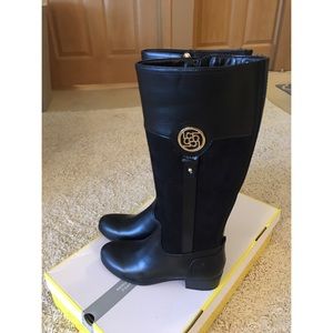 Liz Claiborne Tilia Boots, Faux Suede/Faux Leather Size 8.5M NOT REAL LEATHER!